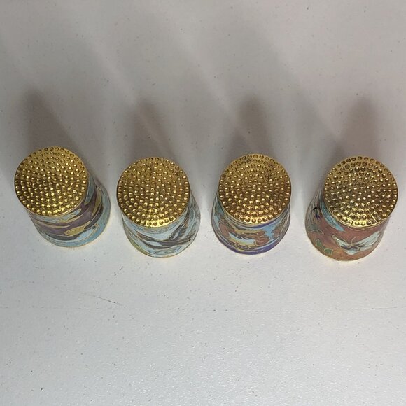 4-Vintage Bird THIMBLE ENAMEL OVER COPPER MADE IN China SDJ-TC - Picture 2 of 7